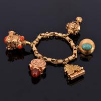 18K Gold & Multi-Stone 5 Charm Estate Bracelet - Sold for $3,840 on 11-09-2023 (Lot 1171).jpg